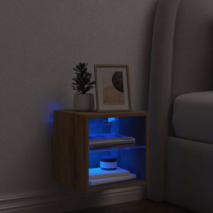 TV Wall Cabinet with LED Lights Artisan Oak 30x28.5x30 cm