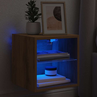 TV Wall Cabinet with LED Lights Artisan Oak 30x28.5x30 cm
