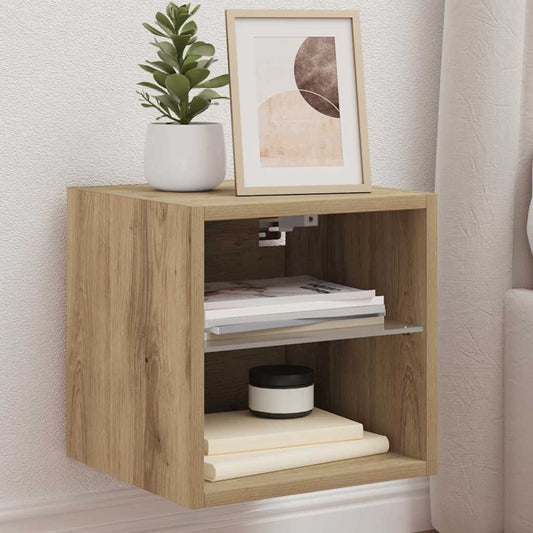 TV Wall Cabinet with LED Lights Artisan Oak 30x28.5x30 cm