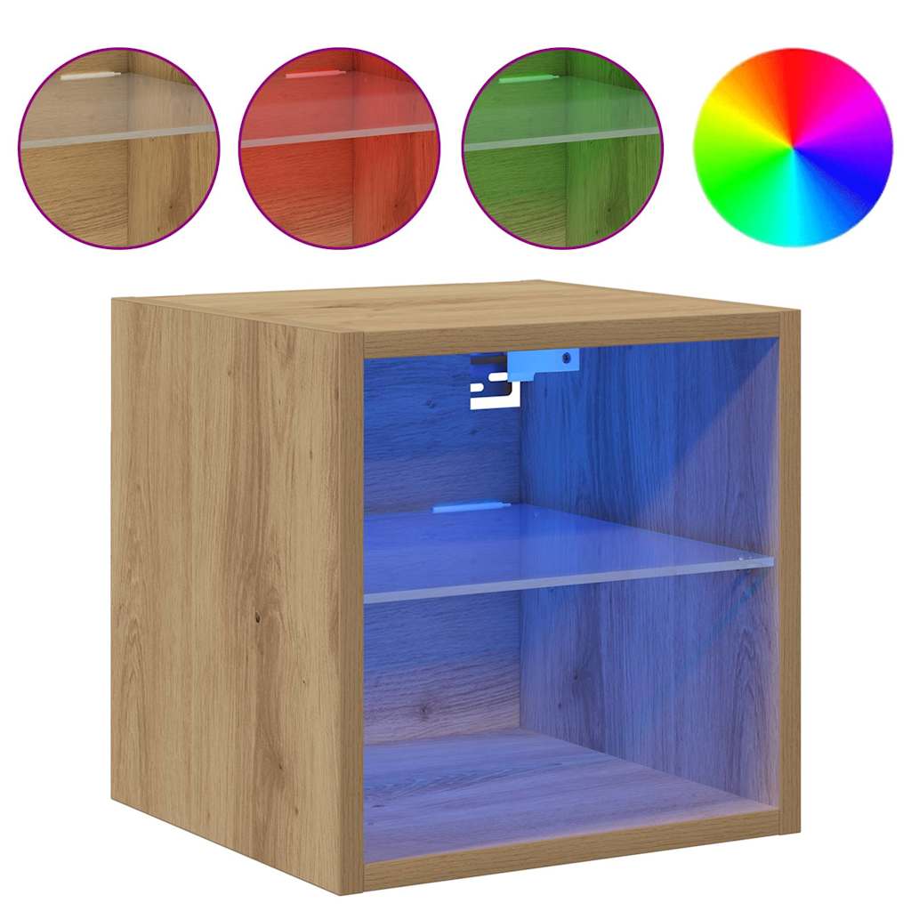 TV Wall Cabinets with LED Lights 2 pcs Artisan Oak 30x28.5x30 cm