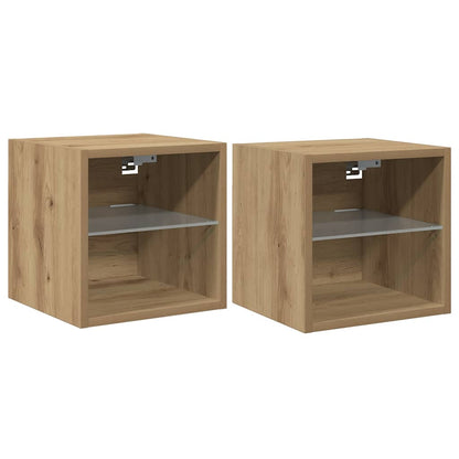 TV Wall Cabinets with LED Lights 2 pcs Artisan Oak 30x28.5x30 cm