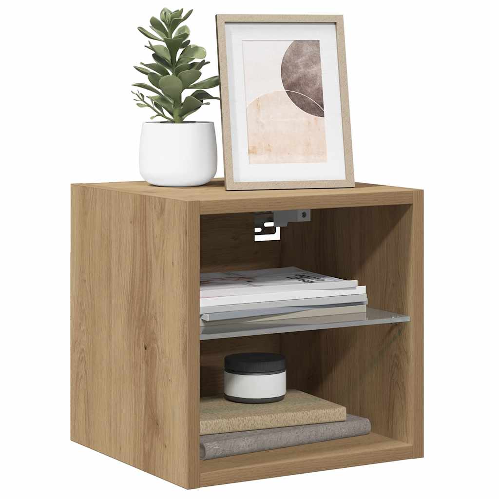 TV Wall Cabinets with LED Lights 2 pcs Artisan Oak 30x28.5x30 cm