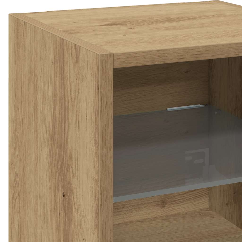 TV Wall Cabinets with LED Lights 2 pcs Artisan Oak 30x28.5x30 cm