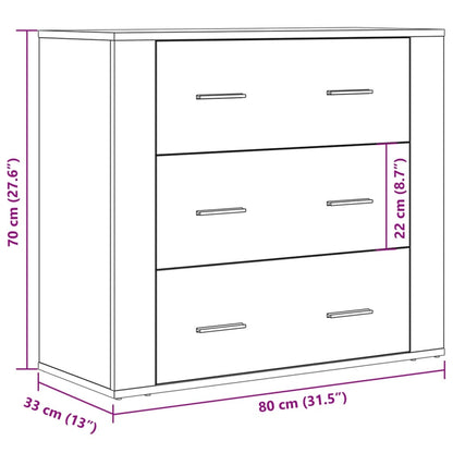 Sideboard Old Wood 80x33x70 cm Engineered Wood