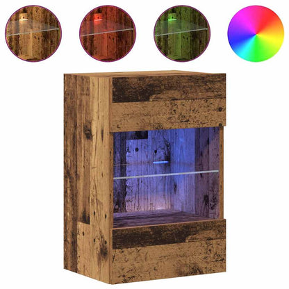 Wall Cabinets with LED Lights for TV 2 pcs Old Wood 40x30x60,5 cm