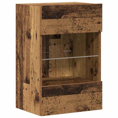 Wall Cabinets with LED Lights for TV 2 pcs Old Wood 40x30x60,5 cm