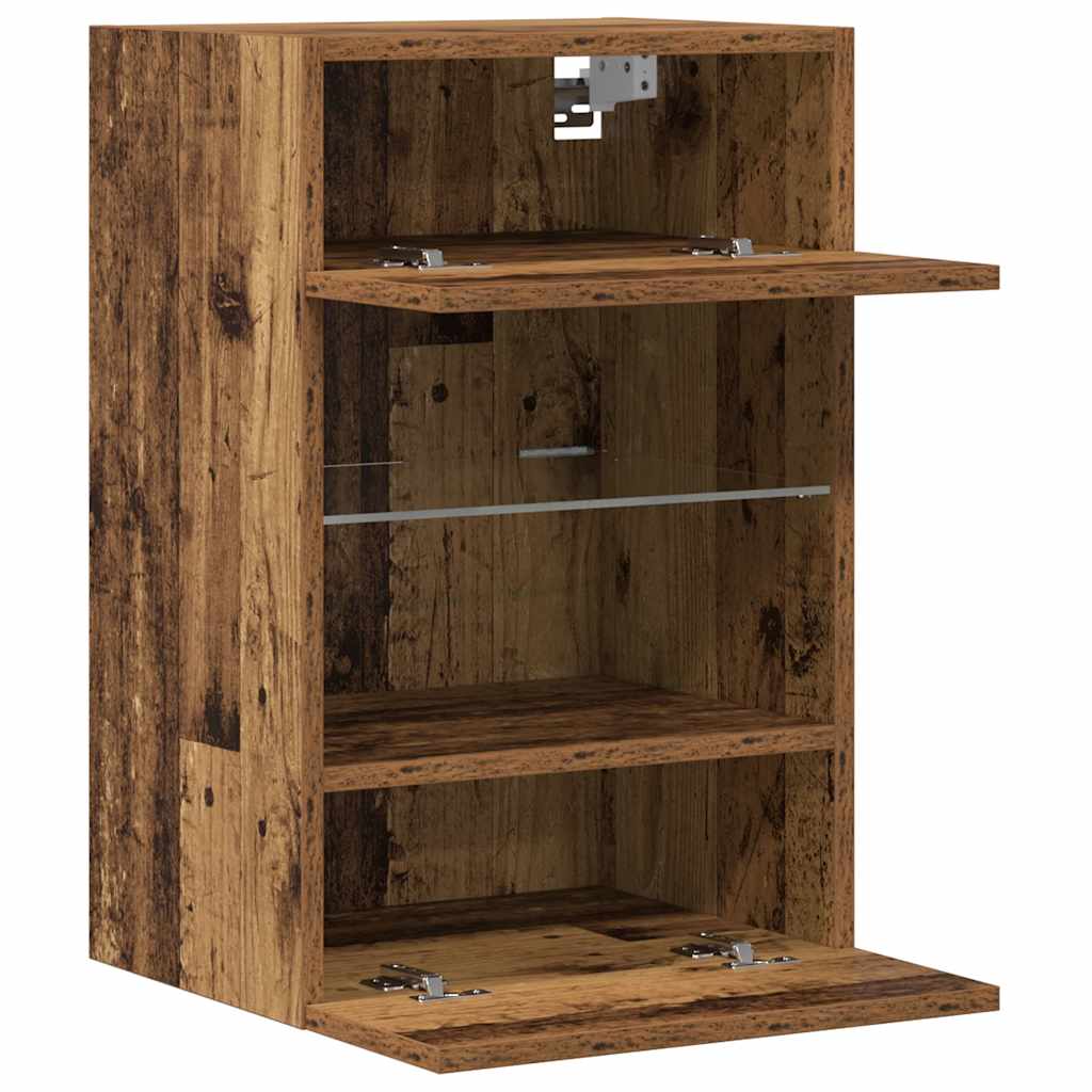 Wall Cabinets with LED Lights for TV 2 pcs Old Wood 40x30x60,5 cm