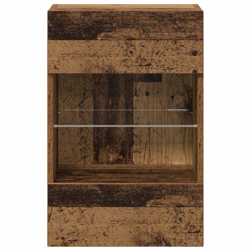Wall Cabinets with LED Lights for TV 2 pcs Old Wood 40x30x60,5 cm