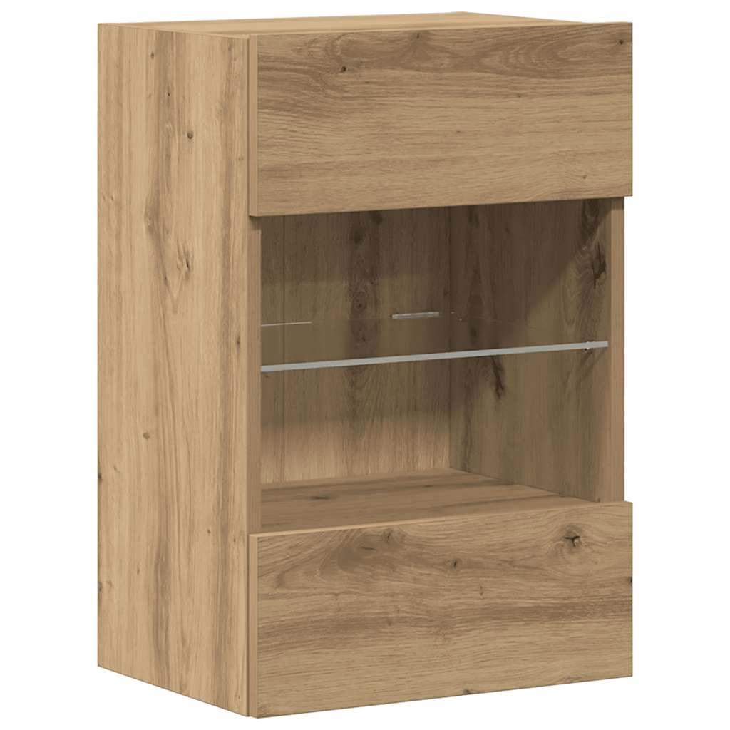 Wall Cabinets with LED Lights for TV 2 pcs Artisan Oak 40x30x60,5 cm