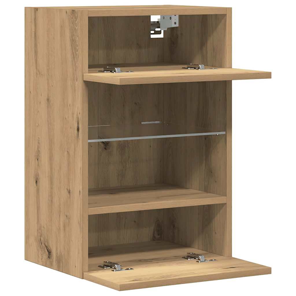 Wall Cabinets with LED Lights for TV 2 pcs Artisan Oak 40x30x60,5 cm