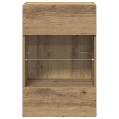 Wall Cabinets with LED Lights for TV 2 pcs Artisan Oak 40x30x60,5 cm