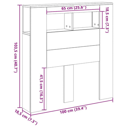 LED Headboard Old Wood 100x18.5x103.5 cm Engineered Wood