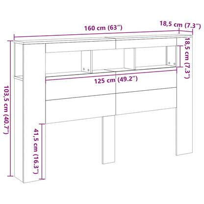 LED Headboard Old Wood 160x18.5x103.5 cm Engineered Wood