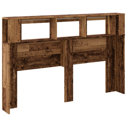 LED Headboard Old Wood 160x18.5x103.5 cm Engineered Wood
