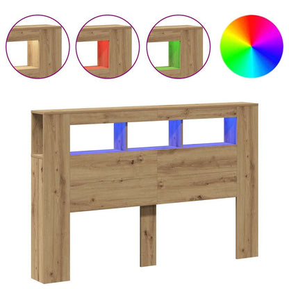LED Headboard Artisan Oak 160x18,5x103,5 cm Engineered Wood
