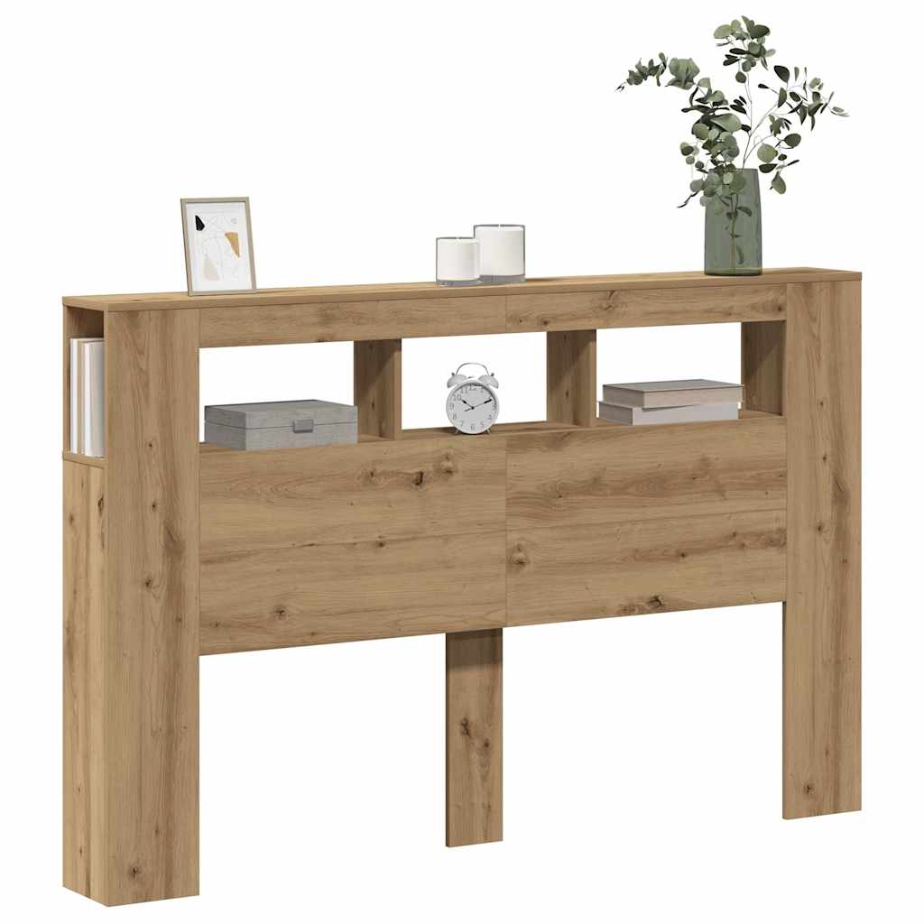 LED Headboard Artisan Oak 160x18,5x103,5 cm Engineered Wood