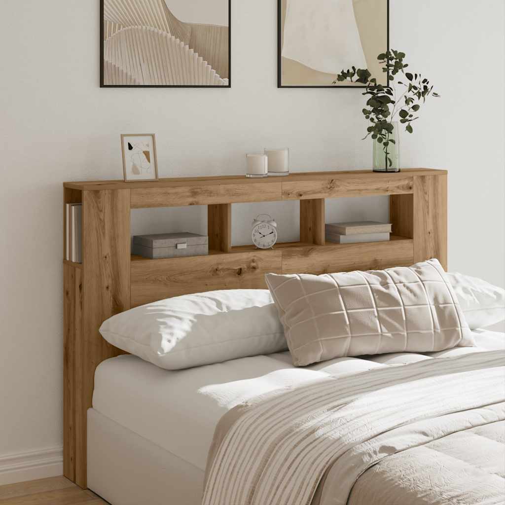 LED Headboard Artisan Oak 160x18,5x103,5 cm Engineered Wood