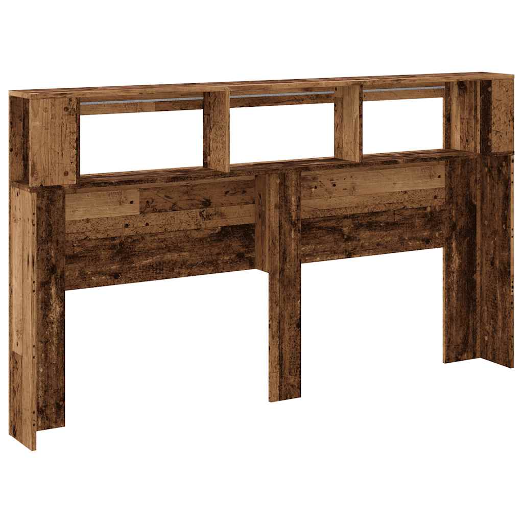 LED Headboard Old Wood 180x18.5x103.5 cm Engineered Wood