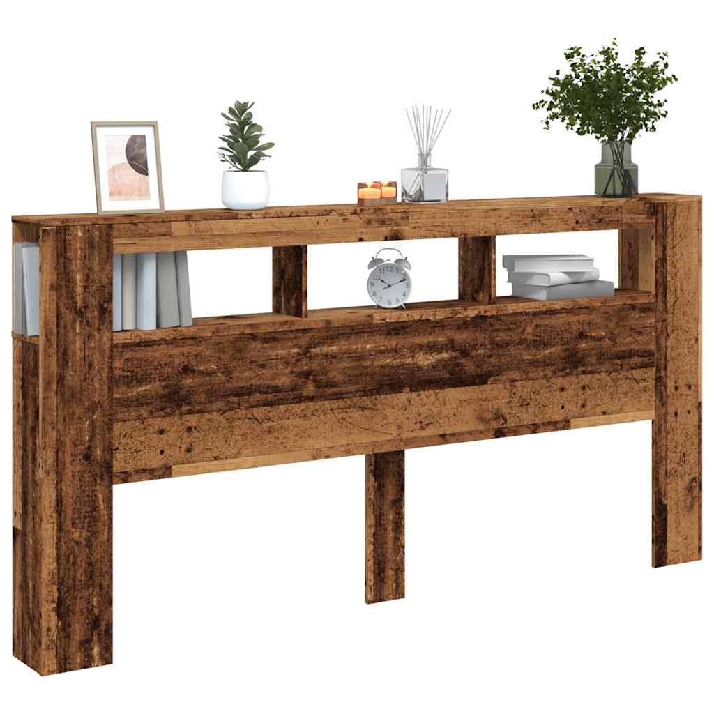 LED Headboard Old Wood 200x18,5x103,5 cm Engineered Wood