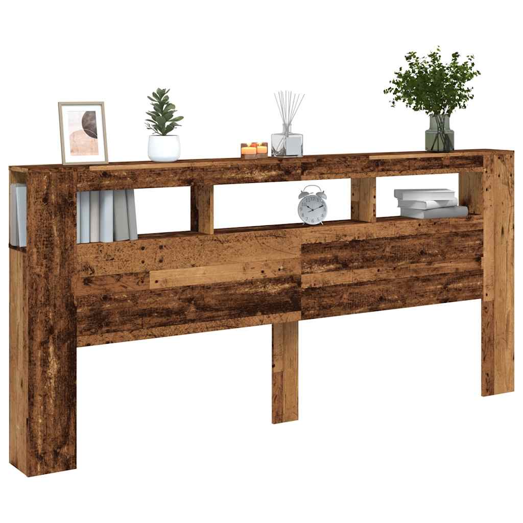 LED Headboard Old Wood 220x18,5x103,5 cm Engineered Wood