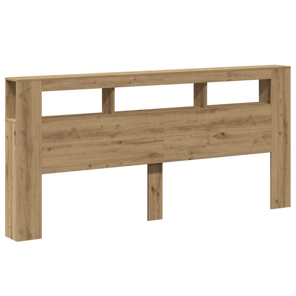LED Headboard Artisan Oak 220x18.5x103.5 cm Engineered Wood