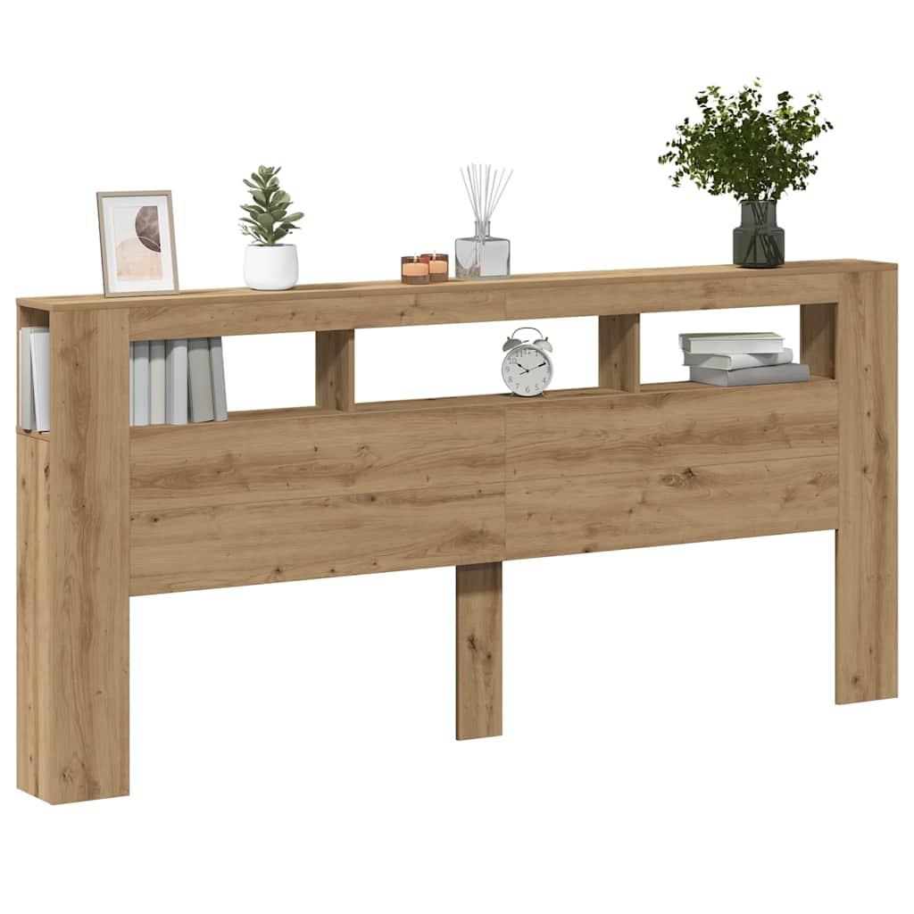 LED Headboard Artisan Oak 220x18,5x103,5 cm Engineered Wood