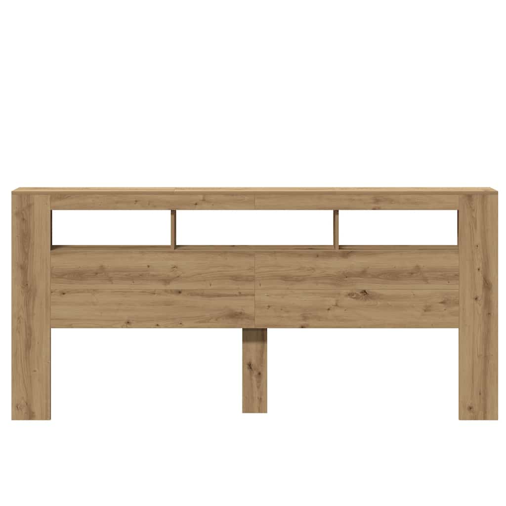 LED Headboard Artisan Oak 220x18.5x103.5 cm Engineered Wood