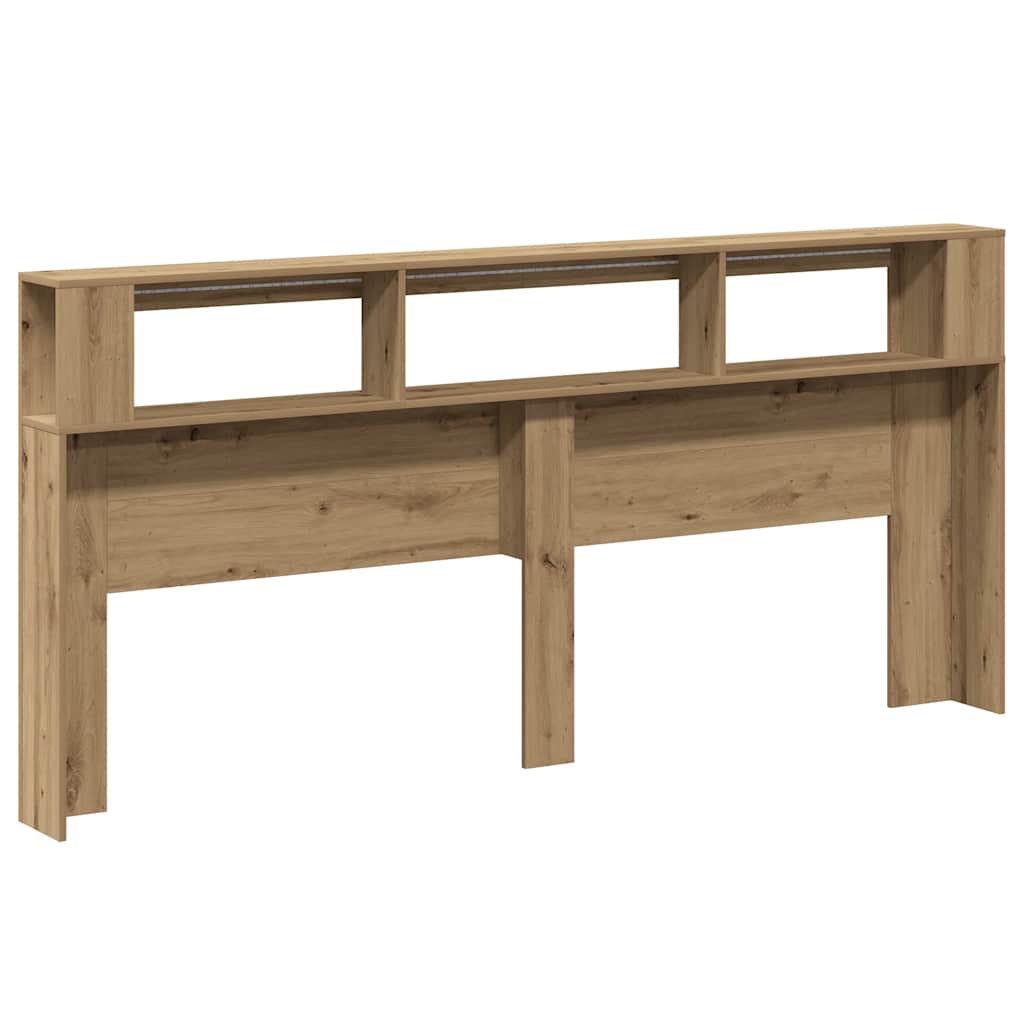 LED Headboard Artisan Oak 220x18.5x103.5 cm Engineered Wood