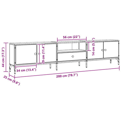 TV Cabinet with Drawer Artisan Oak 200x25x44 cm Engineered Wood
