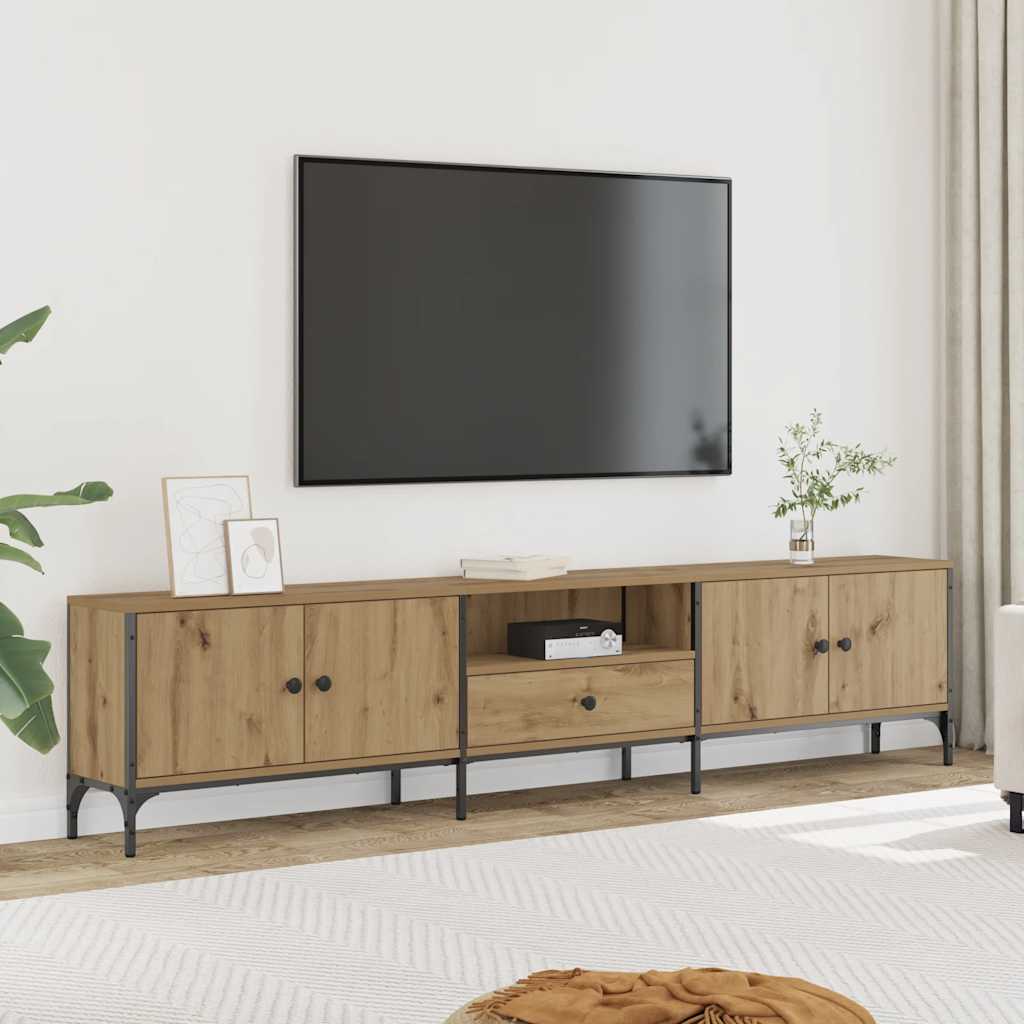 TV Cabinet with Drawer Artisan Oak 200x25x44 cm Engineered Wood