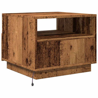Coffee Table with LED Lights Old Wood 50x49x40 cm