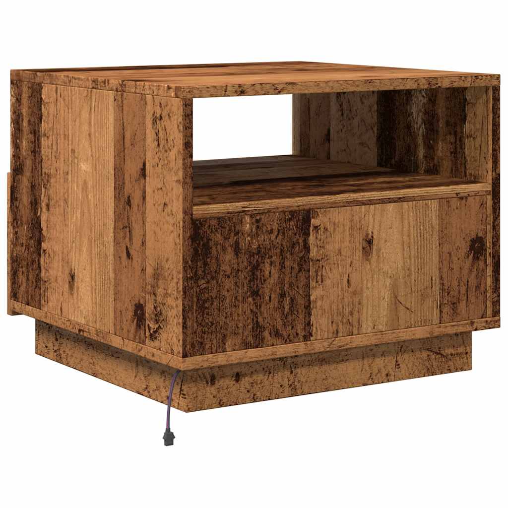 Coffee Table with LED Lights Old Wood 50x49x40 cm
