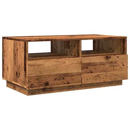 Coffee Table with LED Lights Old Wood 90x49x40 cm