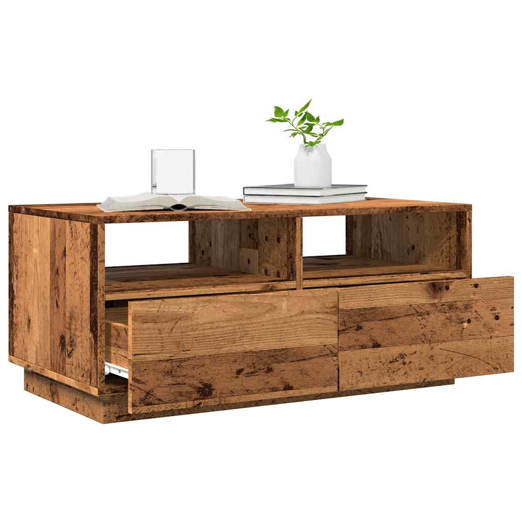 Coffee Table with LED Lights Old Wood 90x49x40 cm