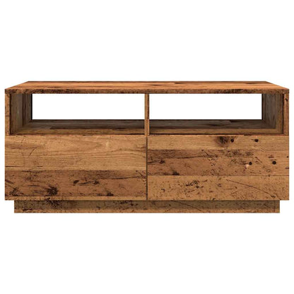 Coffee Table with LED Lights Old Wood 90x49x40 cm