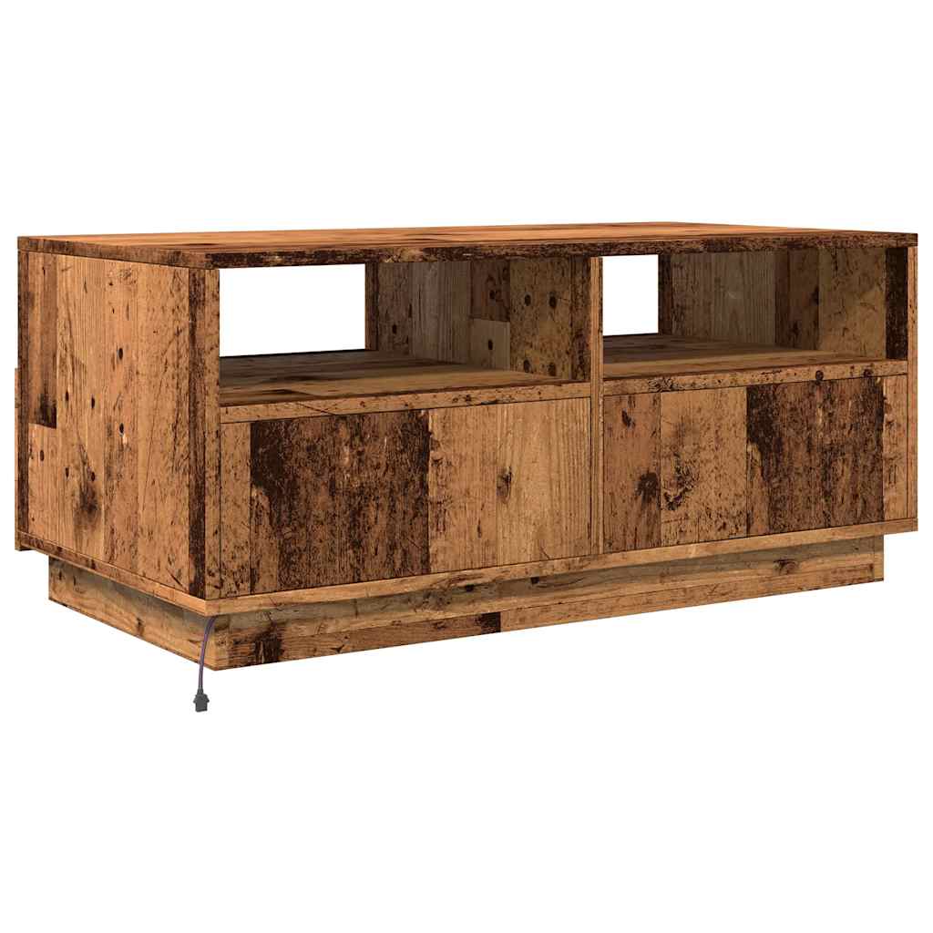 Coffee Table with LED Lights Old Wood 90x49x40 cm