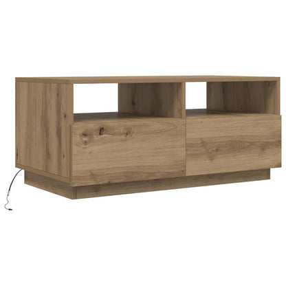 Coffee Table with LED Lights Artisan Oak 90x49x40 cm