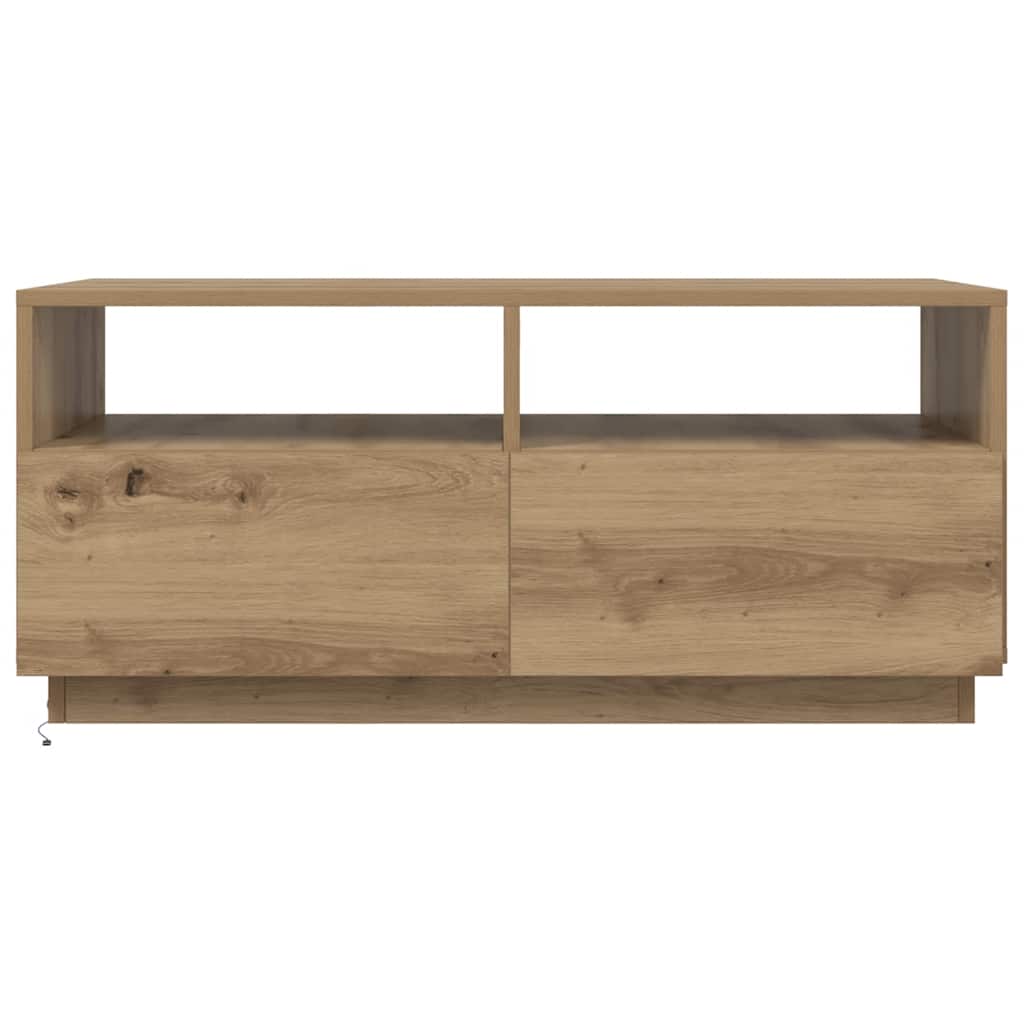 Coffee Table with LED Lights Artisan Oak 90x49x40 cm