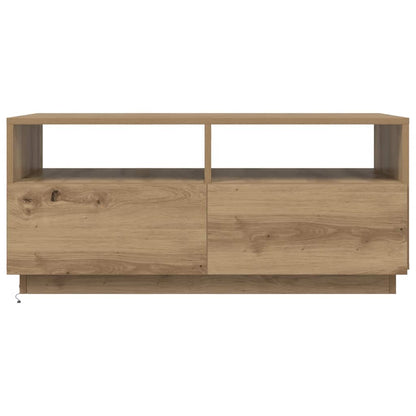 Coffee Table with LED Lights Artisan Oak 90x49x40 cm
