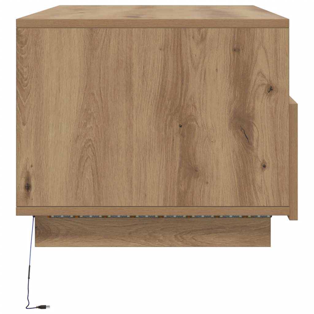 Coffee Table with LED Lights Artisan Oak 90x49x40 cm