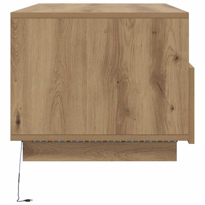 Coffee Table with LED Lights Artisan Oak 90x49x40 cm