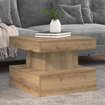 Coffee Table with LED Lights Artisian Oak 50x50x40 cm