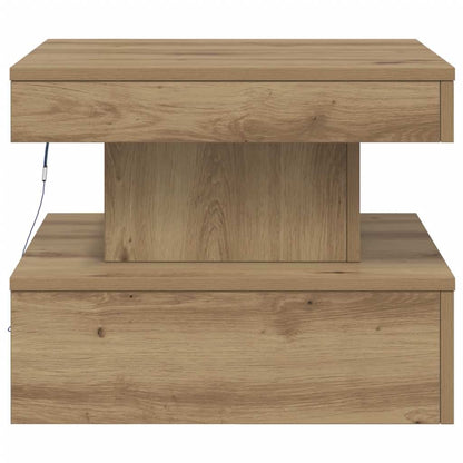Coffee Table with LED Lights Artisian Oak 50x50x40 cm