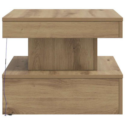 Coffee Table with LED Lights Artisian Oak 50x50x40 cm