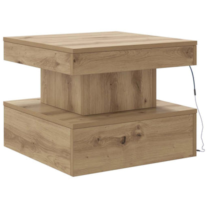 Coffee Table with LED Lights Artisian Oak 50x50x40 cm