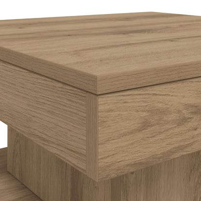 Coffee Table with LED Lights Artisian Oak 50x50x40 cm