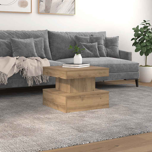 Coffee Table with LED Lights Artisian Oak 50x50x40 cm