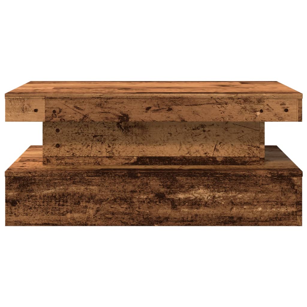 Coffee Table with LED Lights Old Wood 90x50x40 cm