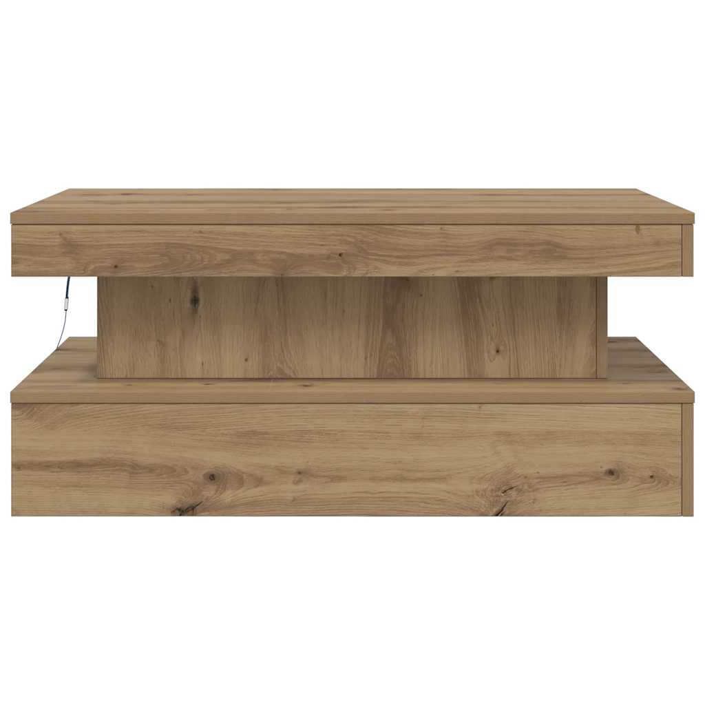 Coffee Table with LED Lights Artisian Oak 90x50x40 cm