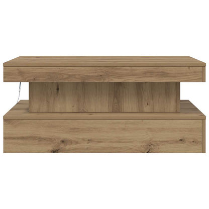 Coffee Table with LED Lights Artisian Oak 90x50x40 cm